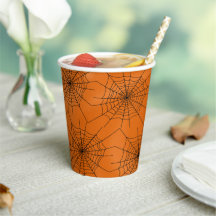 Spinnennetz auf Orange Halloween Paper Cup