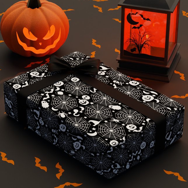 Spinnennetz Halloween Custom Color Geschenkpapier (Spiderwebs Halloween Custom Color Wrapping Paper)
