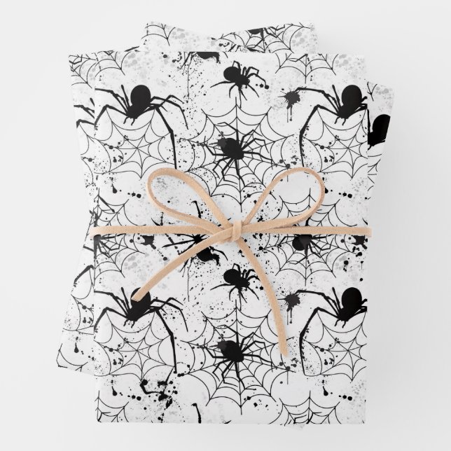 Spinnennetz Halloween-Muster  Geschenkpapier Set (Beispiel)