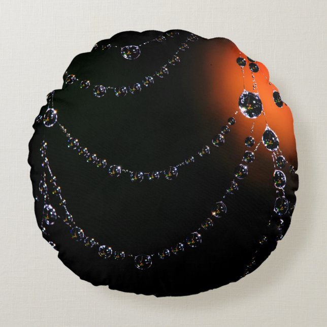 Spinnennetz Juwelen Rundkissen Rundes Kissen (Vorderseite)
