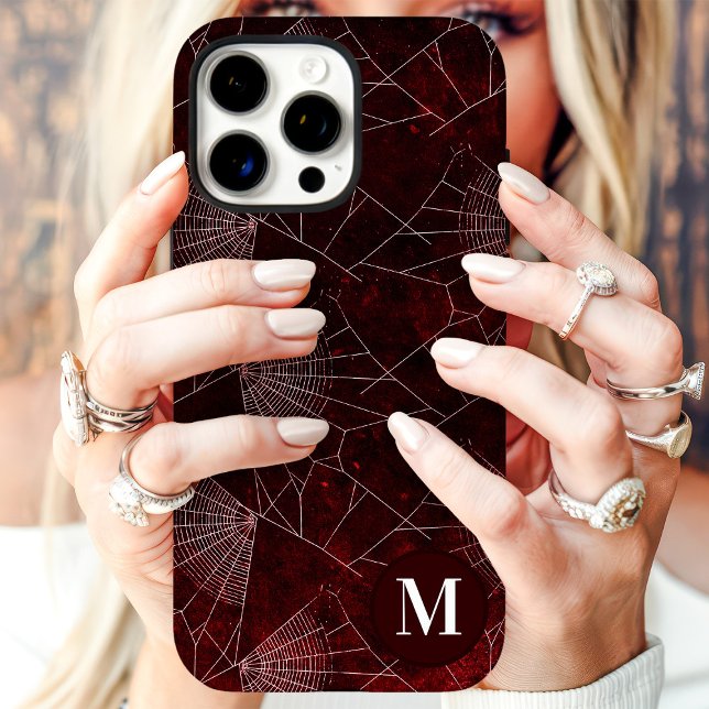 Spinnennetz-Monogramm Dunkelrot Case-Mate iPhone Hülle (Von Creator hochgeladen)
