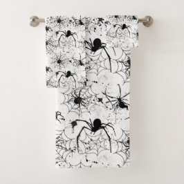 Spinnennetz-Muster Halloween  Badhandtuch Set
