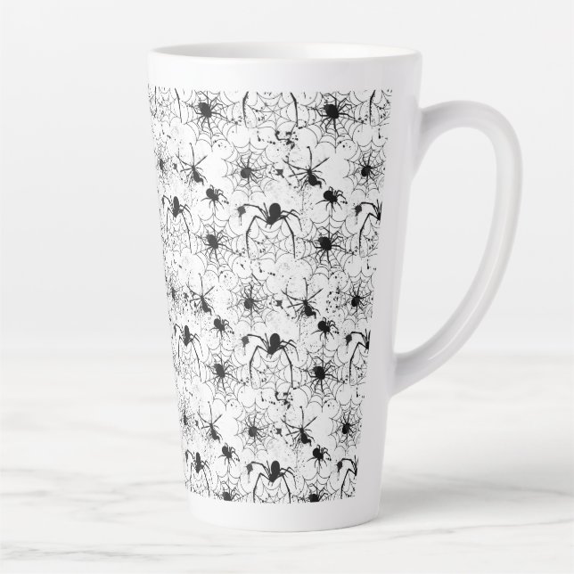 Spinnennetz-Muster Halloween  Milchtasse (Rechts)