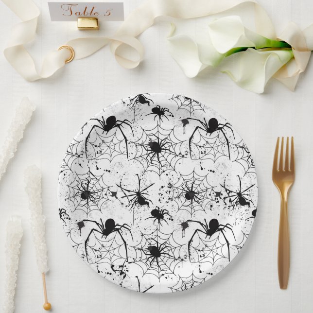 Spinnennetz-Muster Halloween  Pappteller (Hochzeit)