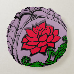 Spinnennetz-Rosen-Pastel-Goth-Zitat Rundes Kissen