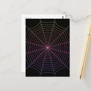 Spinnennetz Schwarz Lila Orange Halloween-Muster Postkarte