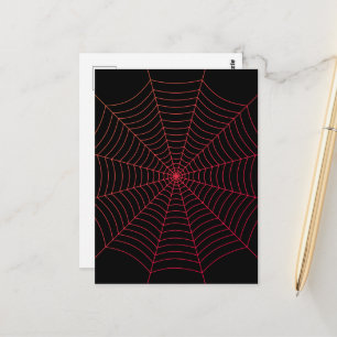 Spinnennetz Schwarz Rot Halloween-Muster Postkarte
