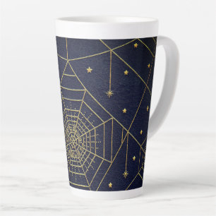 Spinnennetz-Spinne Sterne schwarzes Gold Vintage-B Milchtasse