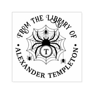 Spinnennetz & Spinnen Bibliotheksbuch Name Initial Permastempel