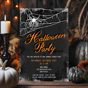 Spinnennetz + Vintage-Skript Verfallene Halloween- Einladung