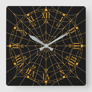 Spinnennetz-Wanduhr Quadratische Wanduhr