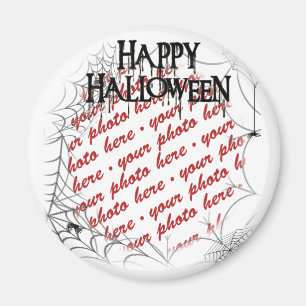 Spinnennetze in der Ecke Halloween-Fotorahmen Magnet