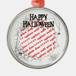 Spinnennetze in der Ecke Halloween-Fotorahmen Silbernes Ornament