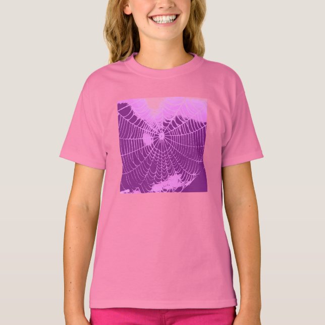 Spinnennetze in rosa und Lila T-Shirt (Vorderseite)