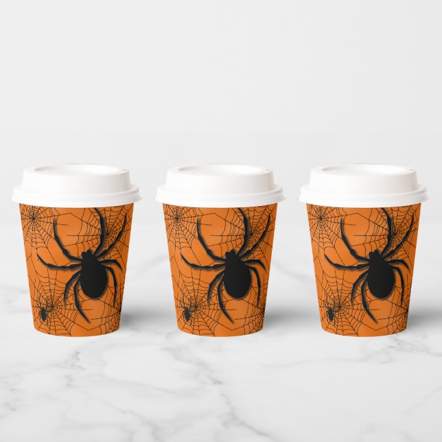 Spinnennetze mit Spinnen Halloween Paper Cup Pappbecher (Multi)