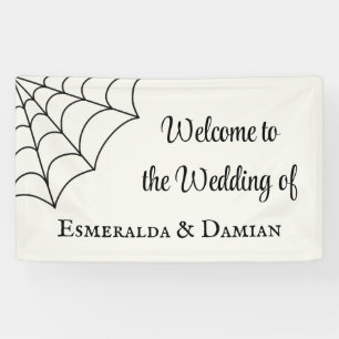 Spinnennetze Schwarz-Weiß-Gothic-Hochzeit Banner
