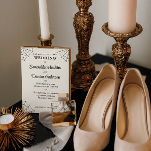 Spinnennetze Schwarz-Weiß-Gothic-Hochzeit Einladung