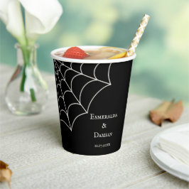 Spinnennetze Schwarz-Weiß-Gothic-Hochzeit Pappbecher