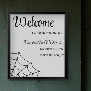 Spinnennetze Schwarz-Weiß-Gothic-Hochzeit Poster