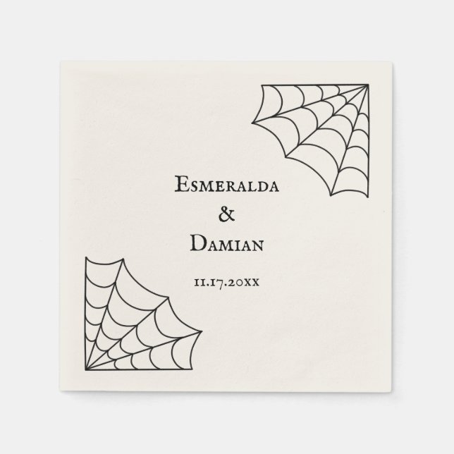 Spinnennetze Schwarz-Weiß-Gothic-Hochzeit Serviette (Vorderseite)