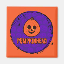 Spinnennetze und Pumpkinheads Square Magnet