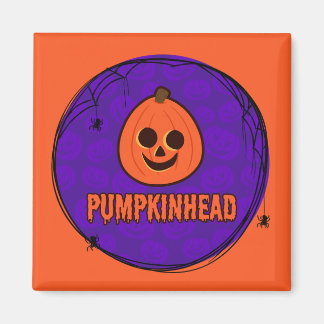 Spinnennetze und Pumpkinheads Square Magnet