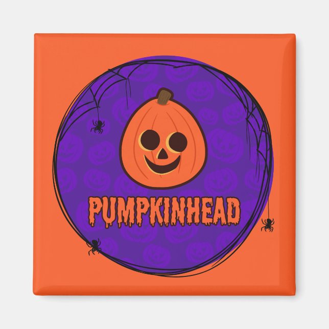 Spinnennetze und Pumpkinheads Square Magnet (Vorne)