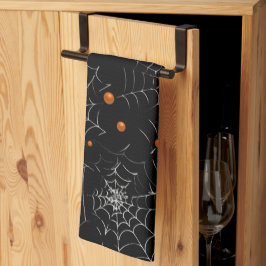 Spinnennetze und Punkte Modernes Schwarzes Hallowe Geschirrtuch