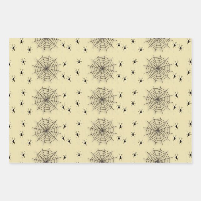 Spinnennetze und Spinnen an der Wand Geschenkpapier Set (Vorderseite)