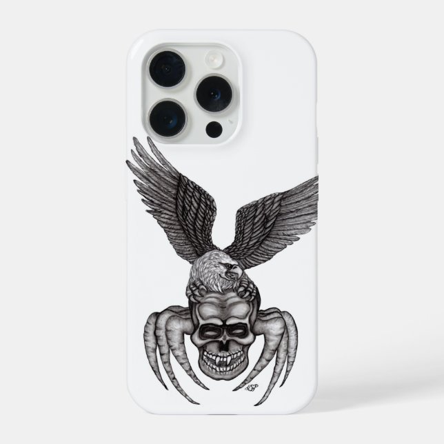 Spinnenschädel mit Adler iPhone Hülle (Rückseite)
