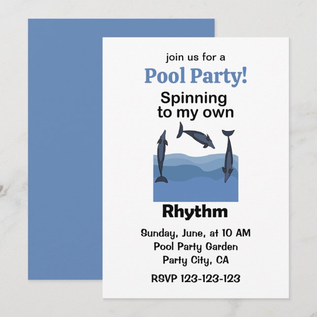Spinner-Delfin, der sich im Rhythmus meines Pools  Einladung (Vorne/Hinten)