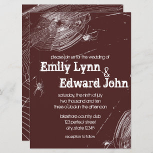 Spinnweben und weiße Spinnen zum Hochzeitsempfang Einladung