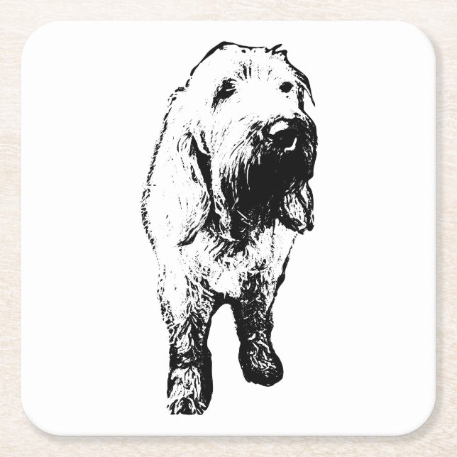 Spinone Dog Coaster – Wiry Standing Design Rechteckiger Pappuntersetzer (Vorderseite)