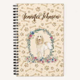 Spinone Italiano Dog Paw Print & Floral Niedlich Notizbuch