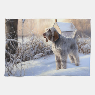 Spinone Italiano lassen es Schnee Weihnachten Geschirrtuch