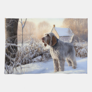 Spinone Italiano lassen es Schnee Weihnachten Geschirrtuch
