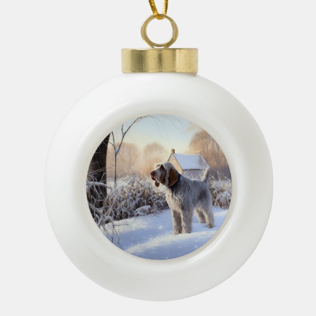 Spinone Italiano lassen es Schnee Weihnachten Keramik Kugel-Ornament (Vorderseite)