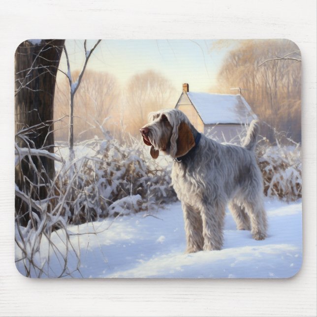 Spinone Italiano lassen es Schnee Weihnachten Mousepad (Vorne)