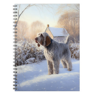 Spinone Italiano lassen es Schnee Weihnachten Notizblock