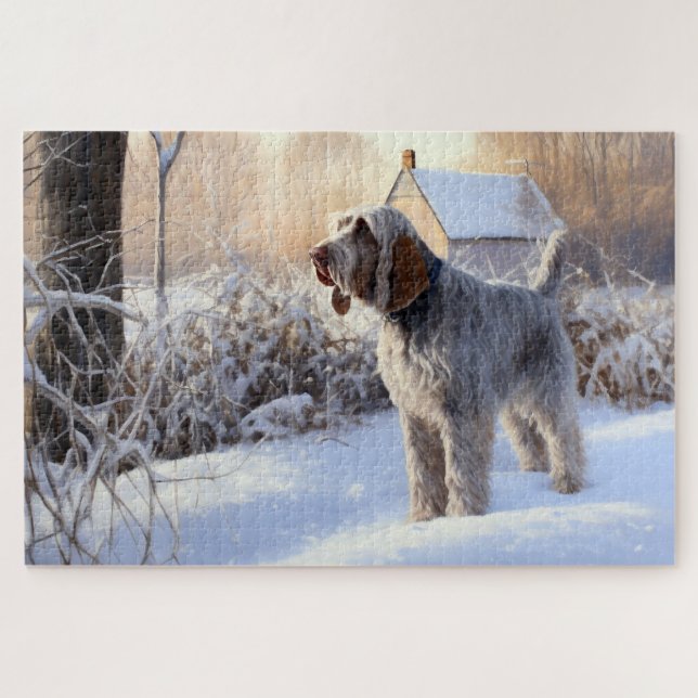 Spinone Italiano lassen es Schnee Weihnachten Puzzle (Horizontal)