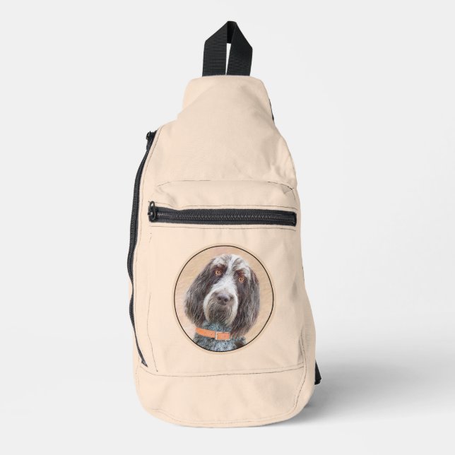 Spinone Italiano Malerei Braun Rasen Niedlicher Hu Crossbody Bag (Vorderseite)