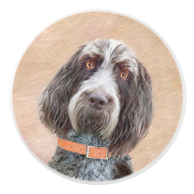 Spinone Italiano Malerei - Niedliche Original Dog  Keramikknauf (Vorderseite)