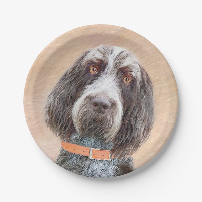 Spinone Italiano Malerei - Niedliche Original Dog  Pappteller (Vorderseite)