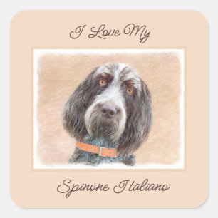 Spinone Italiano Malerei - Niedliche Original Dog Quadratischer Aufkleber
