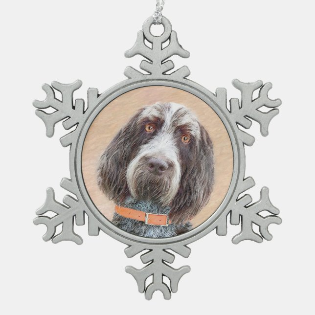 Spinone Italiano Malerei - Niedliche Original Dog  Schneeflocken Zinn-Ornament (Vorderseite)