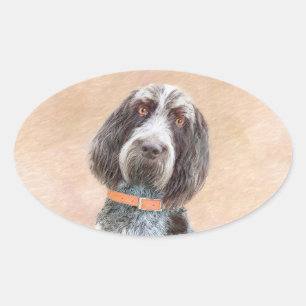 Spinone Italiano Malerei - Süße originelle Hundeku Ovaler Aufkleber