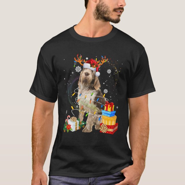Spinone Italiano Reindeer Santa Christmas Funny Do T-Shirt (Vorderseite)