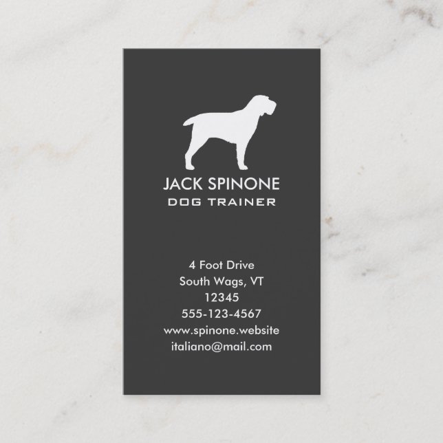 Spinone Italiano Silhouette Vertical Visitenkarte (Vorderseite)