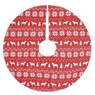 Spinone Italiano Silhouetten Weihnachtsmuster Rot Polyester Weihnachtsbaumdecke