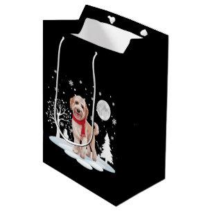 Spinone Italiano unter Mondlicht Schnee Weihnachte Mittlere Geschenktüte